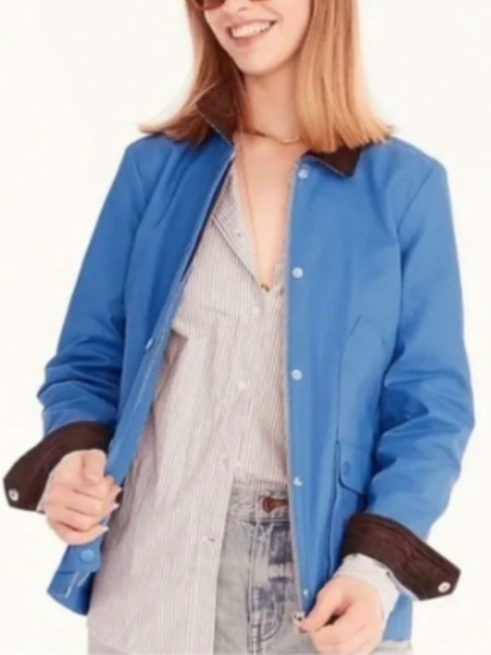 J.Crew Waxed Cotton Utility Barn Jacket S Blue Field Chore Coat Spring 2022
